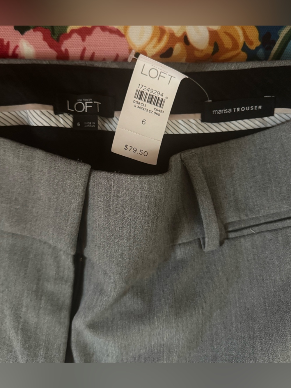 LOFT Gray Marisa Trouser - Tailored Straight Leg Size 6 Brand New